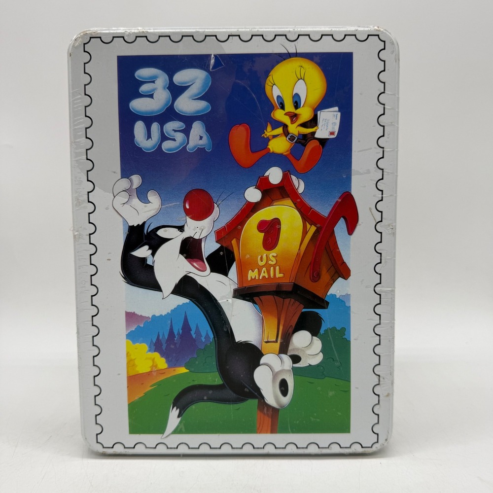 Warner Bros Looney Tunes Sylvester Tweety Stationery Tin Card Stamp Art 1998